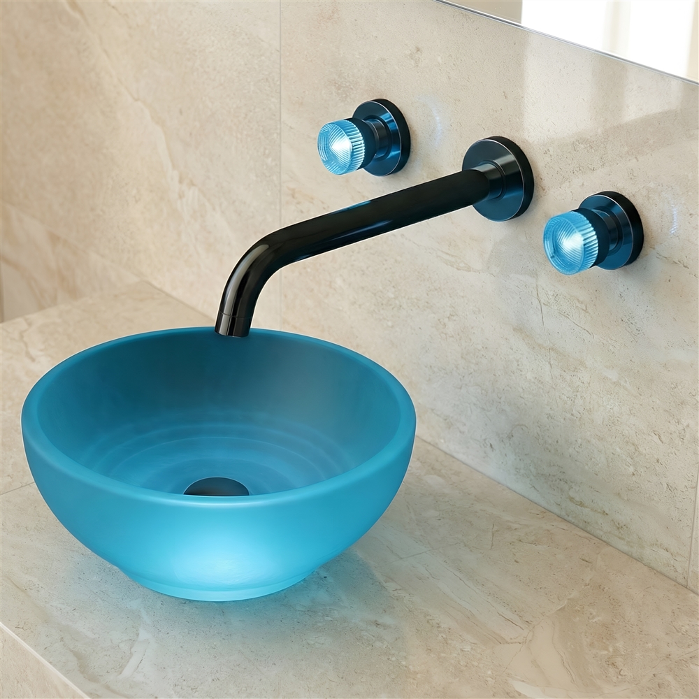Polished Chrome Blue Glass